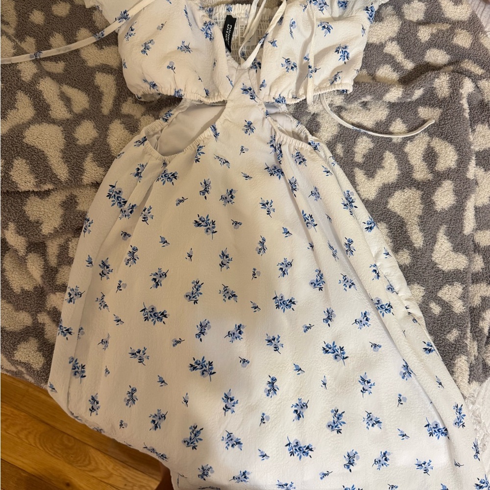White and Blue Floral Dress